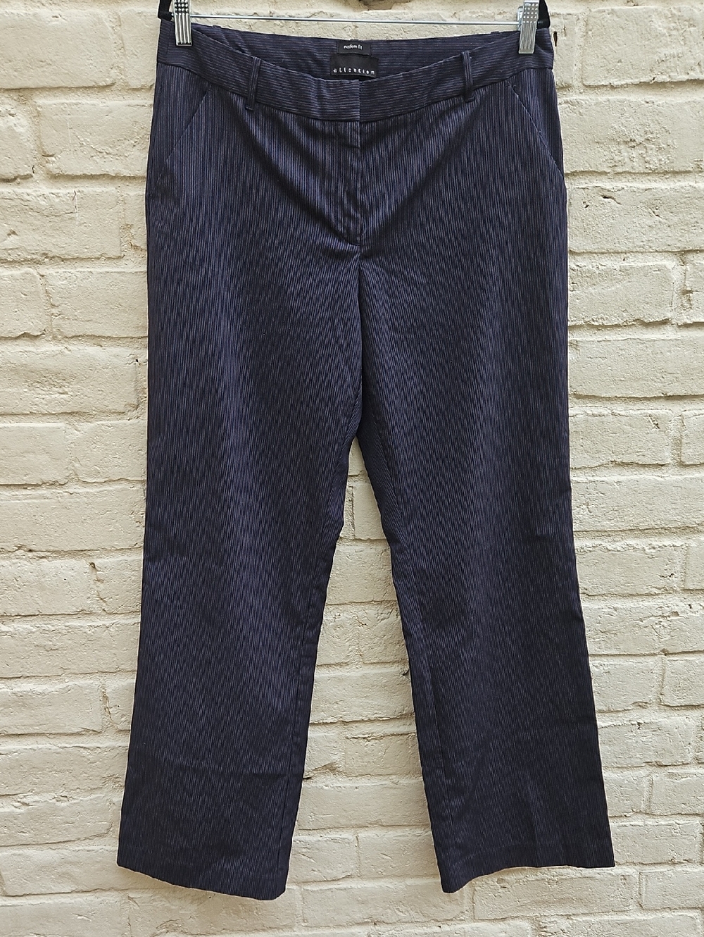 Attention Navy Pinstripe Straight Leg Trousers